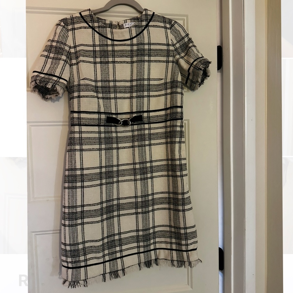 Claudie Pierlot ROBE TWEED À CARREAUX CEINTURÉE